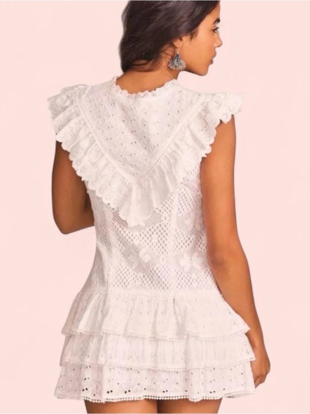 LoveShackFancy Ivory Eyelet Ruffle Mini Dress - Picture 5 of 5